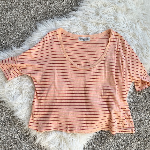 Project Social T | Striped Peach Boxy Tee - Picture 3 of 8